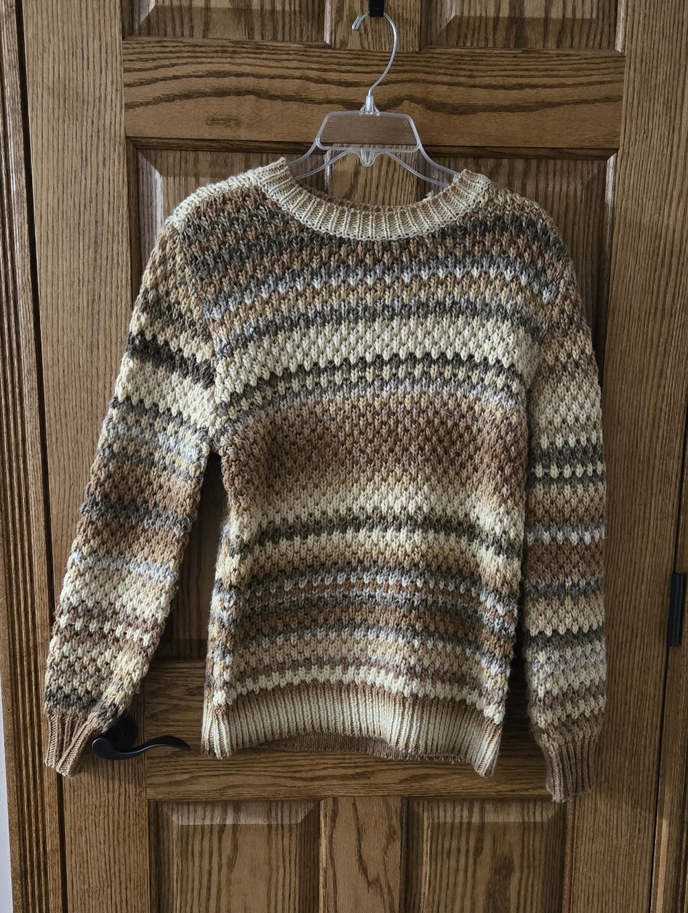 St. John's Bay Multitone Striped Crewneck Sweater in Cream, Brown & Tan